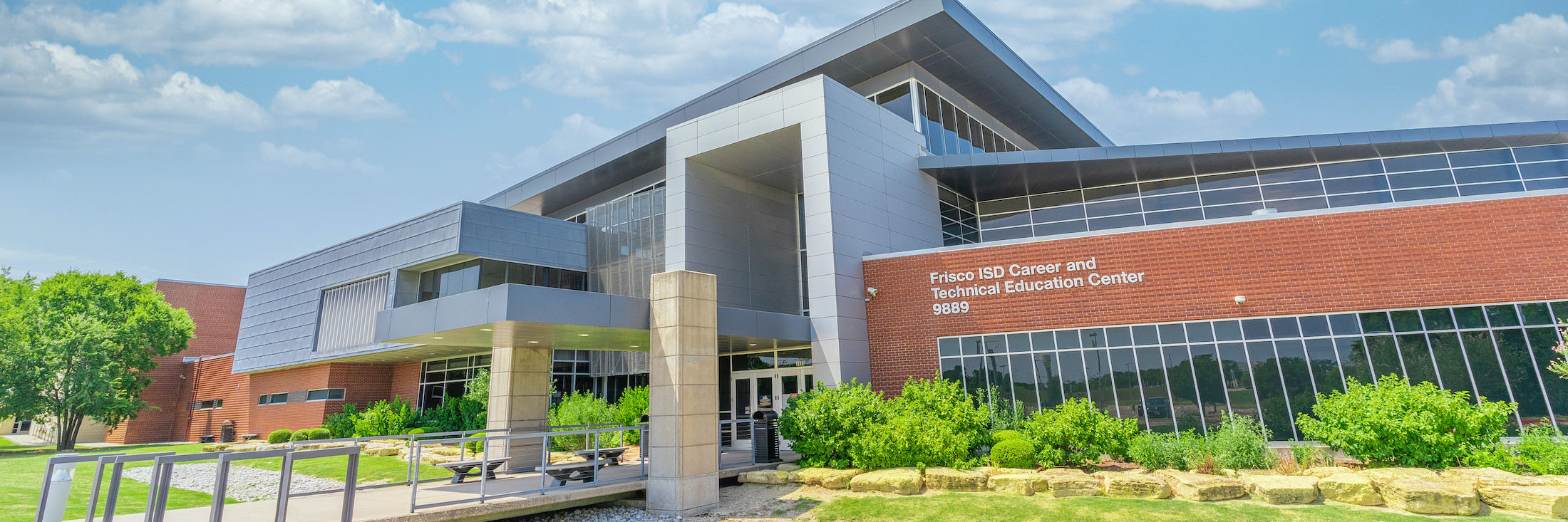 Front entrance of the Frisco ISD Career and Technology Education Center
